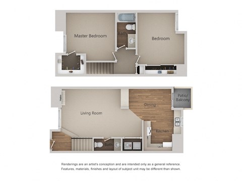 2 Bedroom 1 Bath Floor Plan at River Oaks Apartments & Townhomes, Hanford